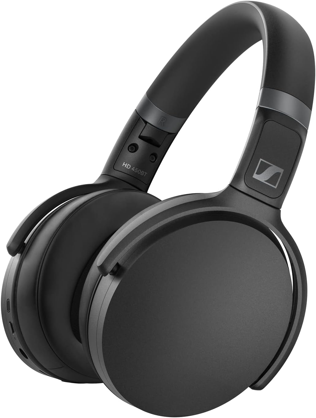 Sennheiser HD 450BT Bluetooth 5.0 Wireless Headphone with Active Noise Cancellation - 30-Hour Battery Life, USB-C Fast Charging, Virtual Assistant Button, Foldable - Black (Renewed)