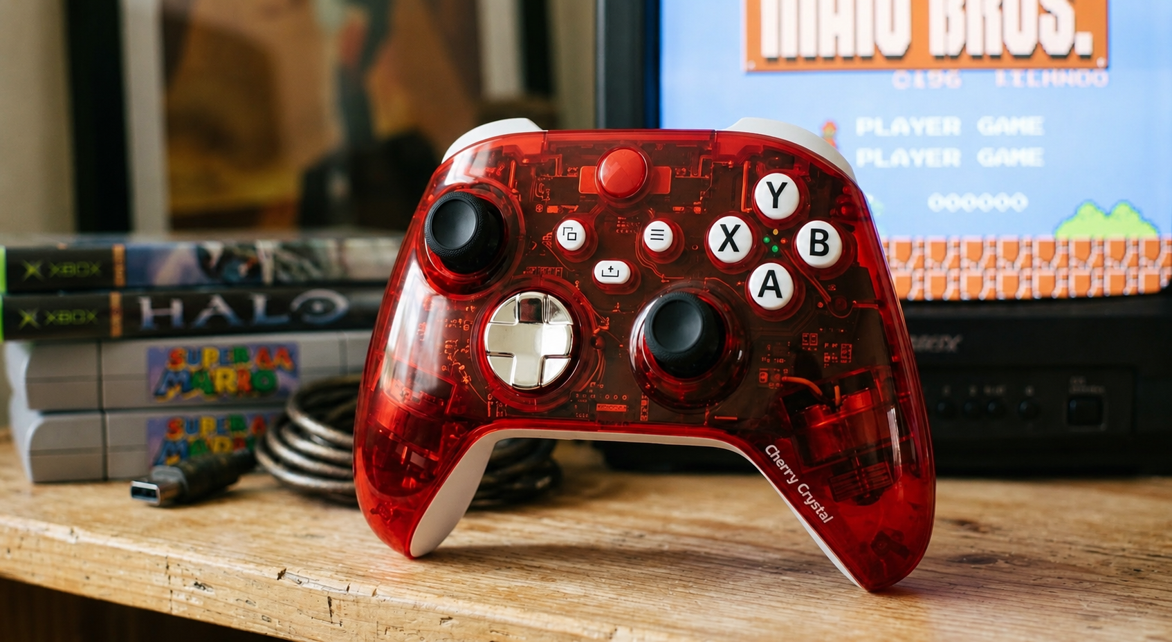 Custom Wireless Controller Cherry Crystal Transparent Red White for Xbox Series X/S