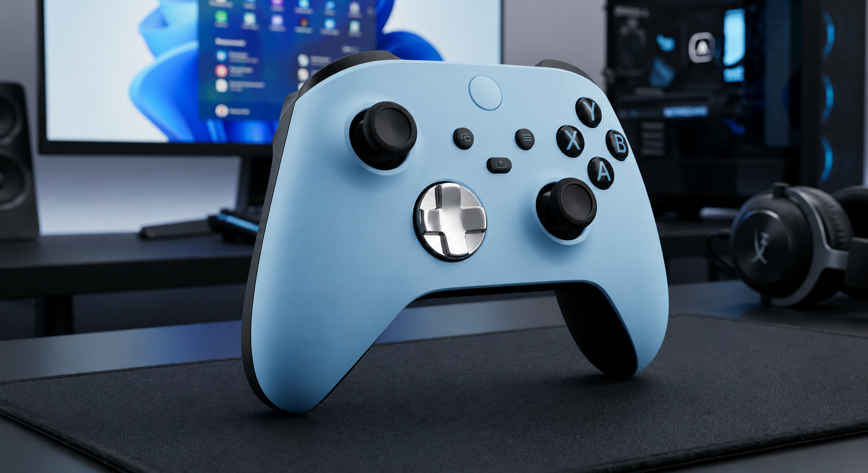 Custom Wireless Controller Sky Storm Light Blue Black Chrome Silver for Xbox Series X/S