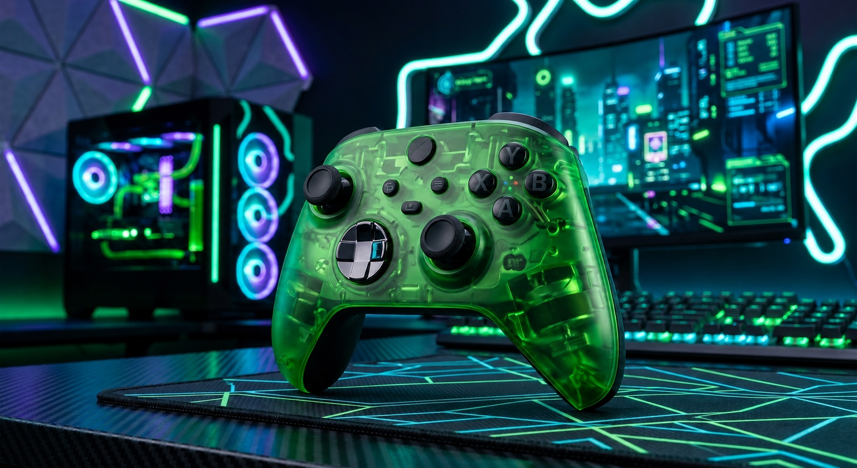 Custom Wireless Controller Toxic Energy Transparent Green Black for Xbox Series X/S