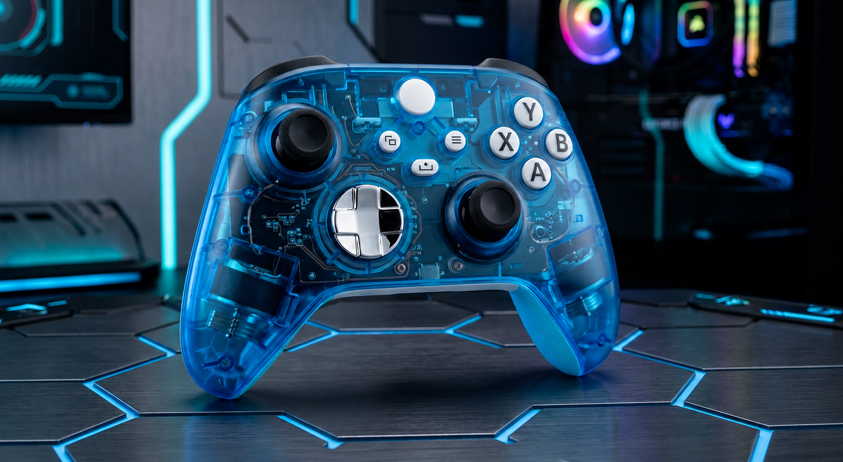 Custom Wireless Controller Transparent Blue White Silver for Xbox Series X/S