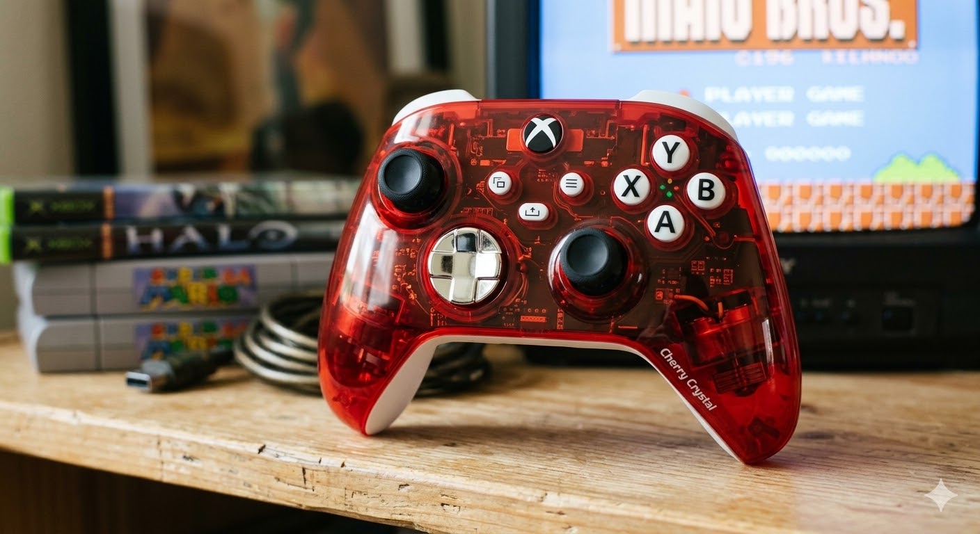 Original Custom Xbox Series X/S Wireless Controller Cherry Crystal Transparent Red White
