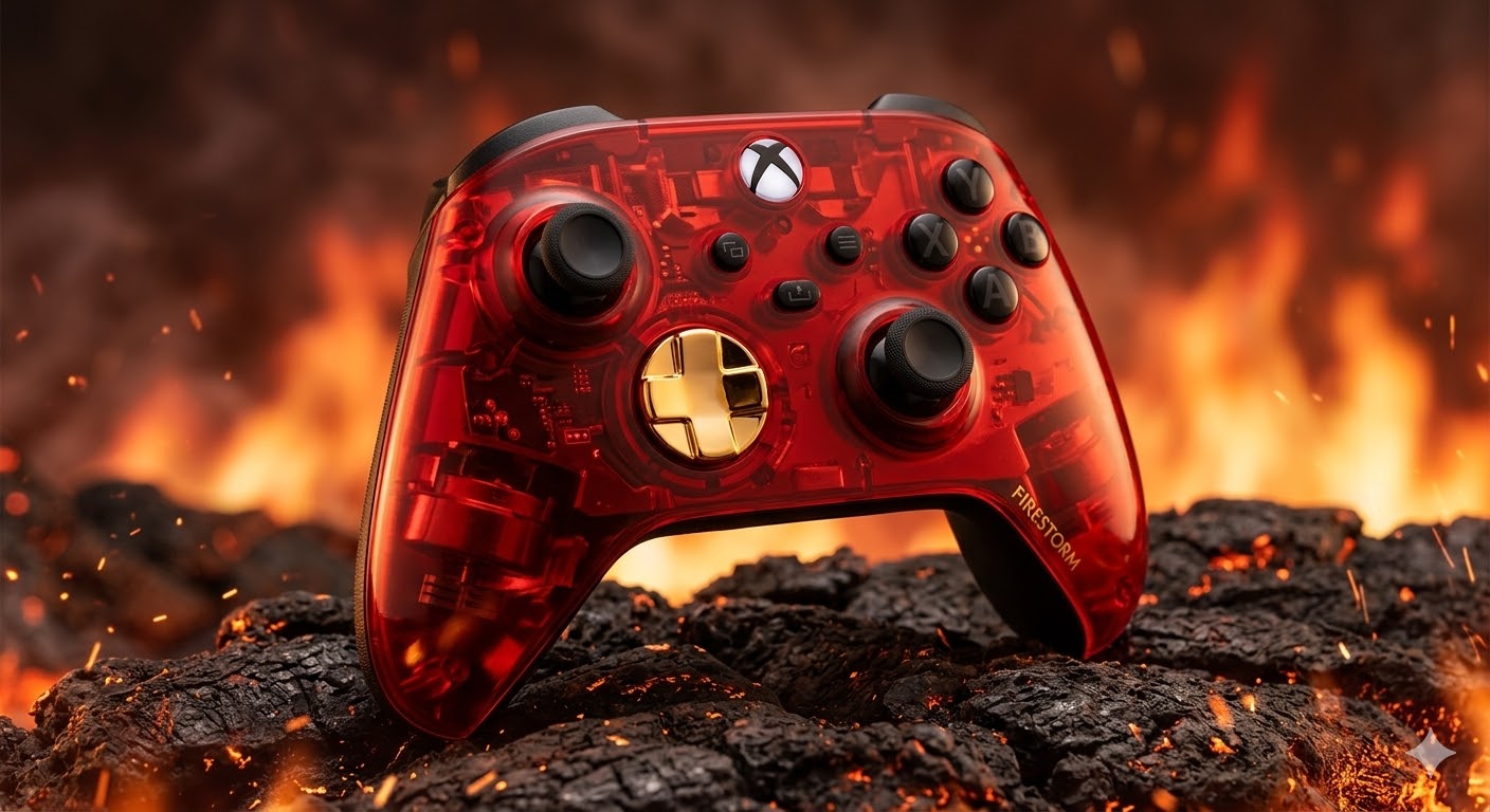 Original Custom Xbox Series X/S Wireless Controller Firestorm Transparent Red Black