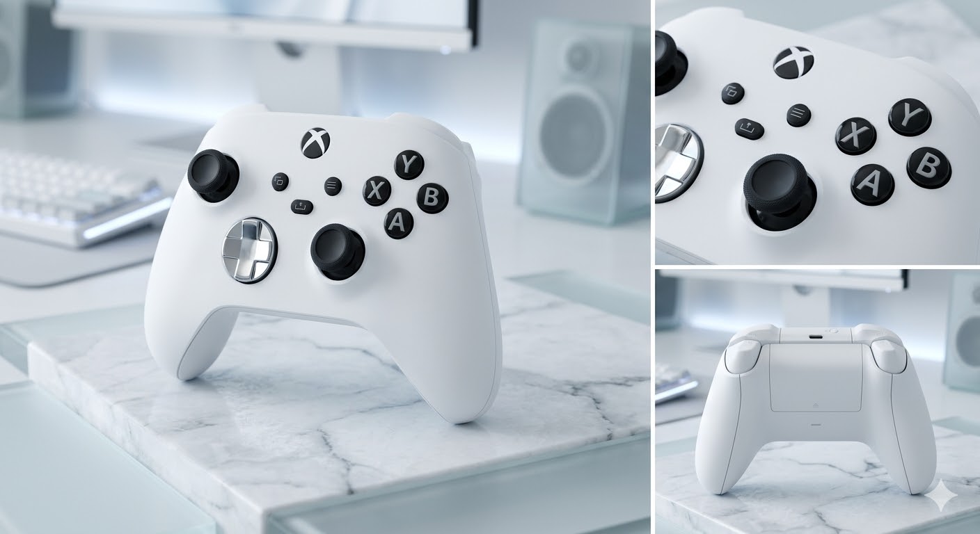 Original Custom Xbox Series X/S Wireless Controller Frostbite White Black Chrom Silver