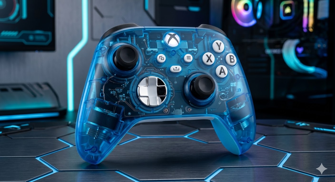 Original Custom Xbox Series X/S Wireless Controller Transparent Blue White Silver
