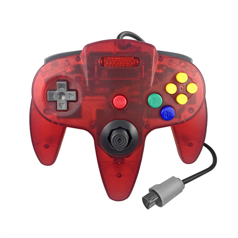 Classic N64 Controller, Wired N64 Controller Upgraded Joystick for N64 Video Game Console (Transparent Red and Transparent Blue)