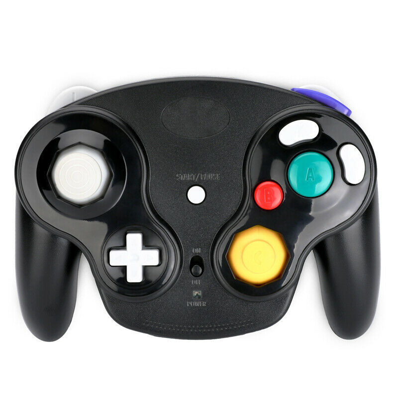Wireless Game Cube Controller, 2 Pieces 2.4G Wireless Classic Gamepad with Receiver Adapter for Wii Game Cube NGC GC (Black and Dark Blue)
